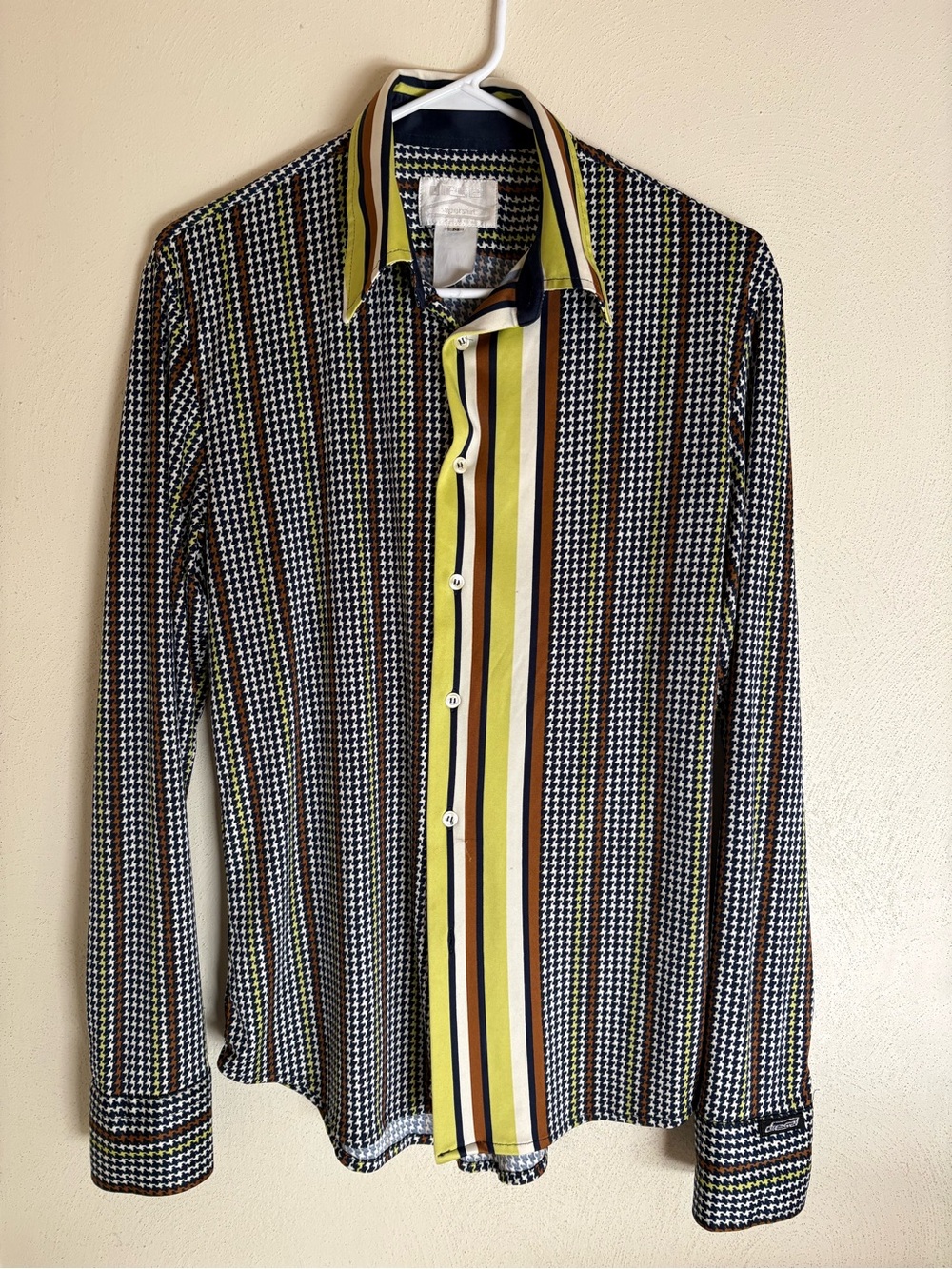 Vintage 90s Diesel Supershirt Long-Sleeve Patterned Shirt